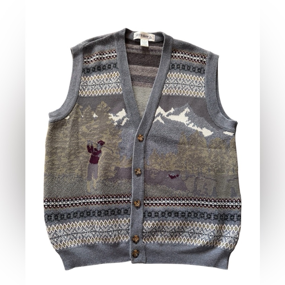 GRAND SLAM PENGUIN GOLF GRAY SWEATER VEST MENS SIZE LARGE LARGE